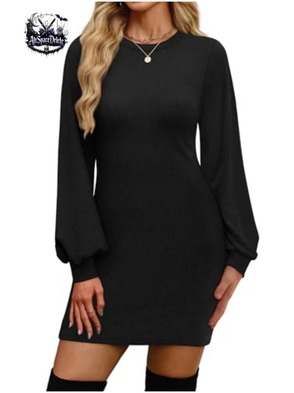 Puff Long Sleeve Bodycon Sweater Dress